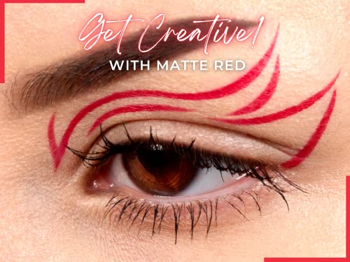 Wet Liners Parent- Cake Eyeliner With Applicator Brush - Water Activated Dry Pressed Eyeliner - Long-Lasting, Vibrant Color, Smudge Resistant - Vegan Cruelty Free Paraben Free (Matte Red) #TOP1