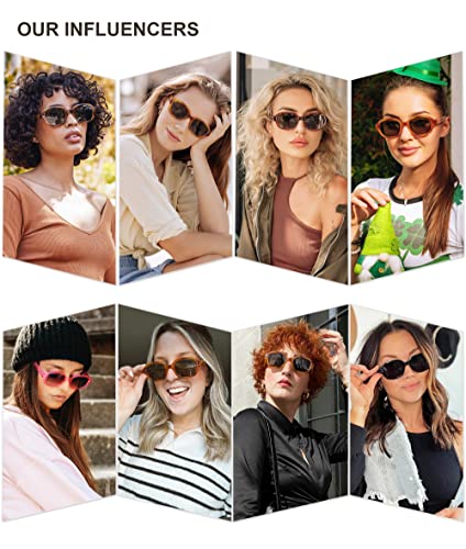 SOJOS Rectangle Sunglasses for Women Vintage Trendy Outdoor Travel Sun Glasses Square Frame SJ22182
