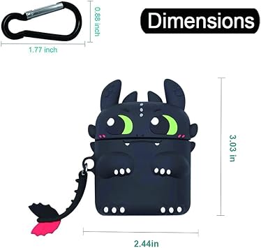 3D Cartoon Silicone Case for Airpods 1, Cute Night Demon Design, Kawaii Design, Waterproof, Shockproof for Airpod Charging Case Protective Case with Keyring (Black)