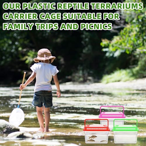 Image of LemonRoad 35 Pcs Plastic Reptile Terrariums Carrier Cage Enclosure Snake Breeding Box Hatching Container Fish Tank with Ventilated Lid for Tarantula Spider Turtle Lizard (Classic,5.1x3.5x3.5 Inch)