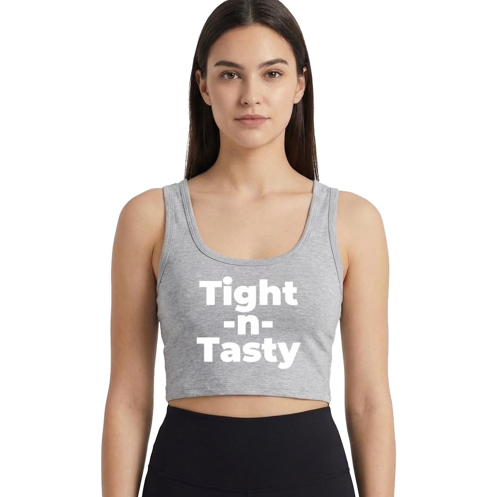 Tight and Tasty Crop Top Woman Cotton Sleeveless Girl Slut Tank Top Vest Black-image-15