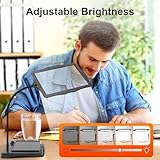 10x Large Magnifying Glass with Light and Stand, 50 Led Beads Brightness Adjustable Gooseneck Magnifying Desk Lamp, Large Page Magnifier for Reading, Sewing, Crafts - Image 2