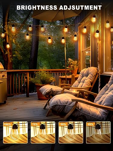 50Ft Outdoor String Lights - Led Patio Lights With 20 Shatterproof & Waterproof S14 Bulbs, Connectable Dimmable 2700K Outside Lights With Remote, Outdoor Lights For Yard Patio Party Porch Garden #TOP3