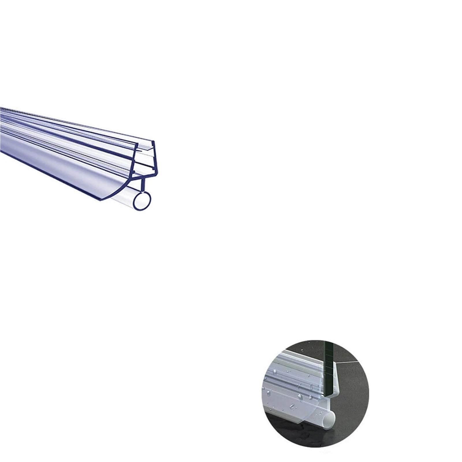 8 Stück PVC transparente Duschwand-Dichtungsstreifen Badezimmer-Glastürdichtungen Wasserabweiser-Gummi für Duschtüren, Glas(6mm)