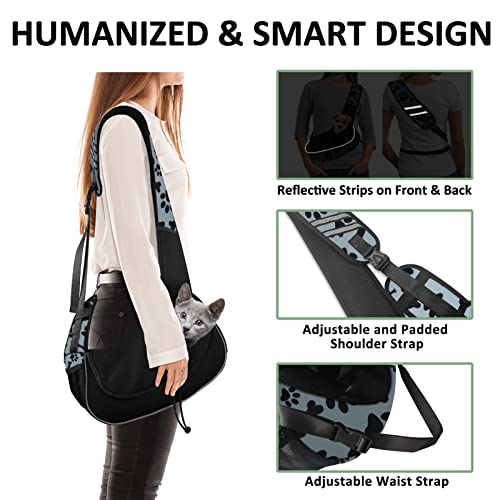 Image of Gloppie Dog Carriers for Small Dogs Hands Free Pet Carrier Mesh Travel Dog Sling Bag Comfortable Puppy Carrier for Dogs Below 10 lbs Cute Grey M