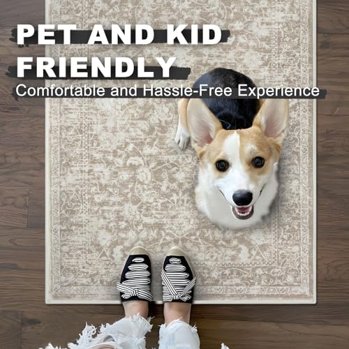 KILOCOCO Hallway Runner 2x7 Washable Runner Rug Non-Slip Kitchen Rug, Beige by KILOCOCO - Used condition - Image 4
