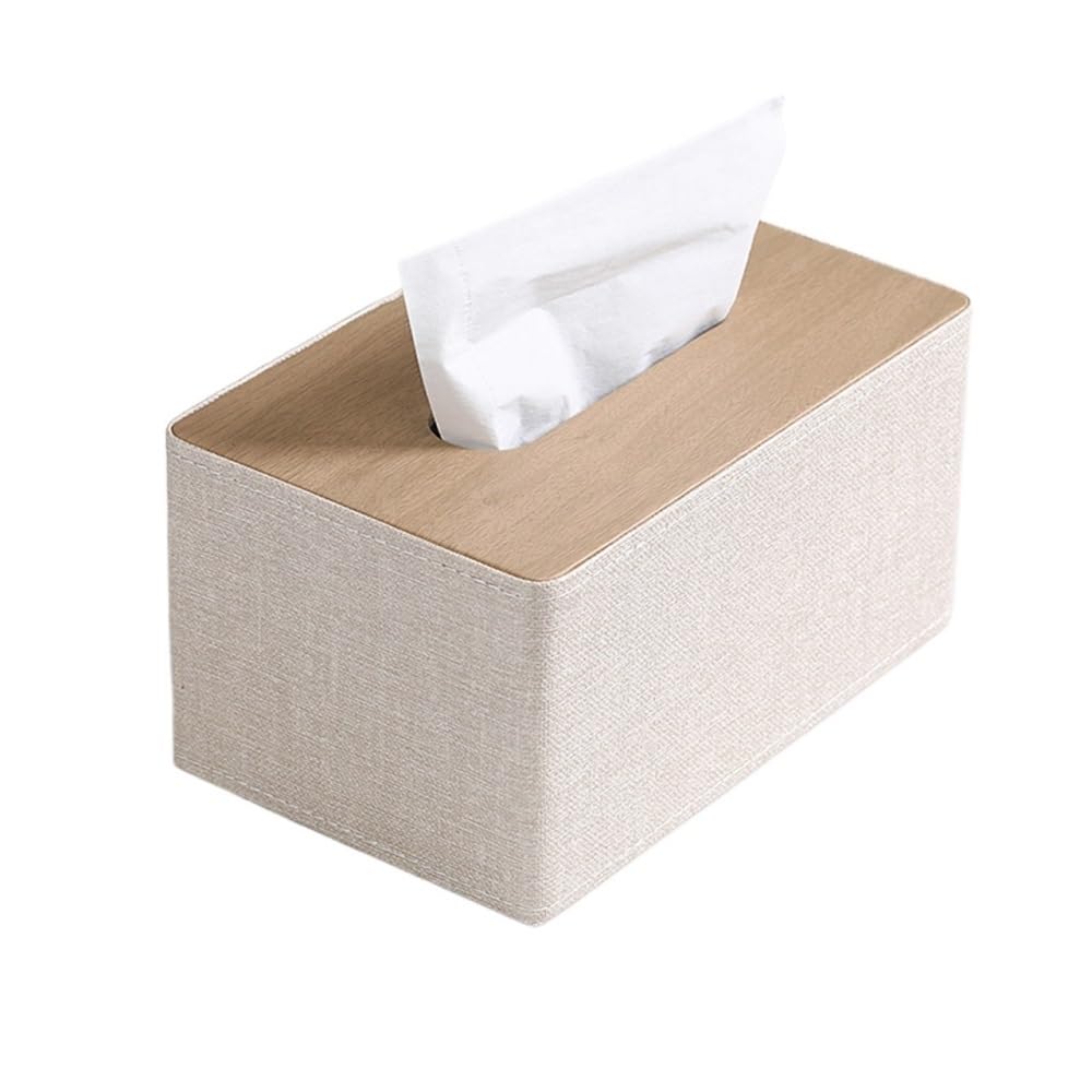 Tissue Holder Dispenser Fabric Tissue Box Square Clashing Colour for Home Hotel Toilet Desktop for Living Room(Beige)