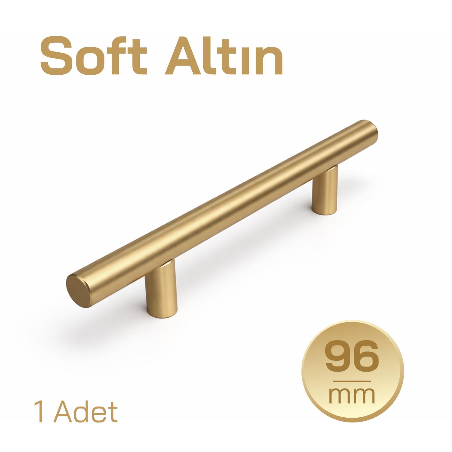 96mm Alteta (1 Adet) Soft Altın Metal Mobilya Mutfak Dolap Çekmece Dolabı Kulbu Kulpu Kulpları