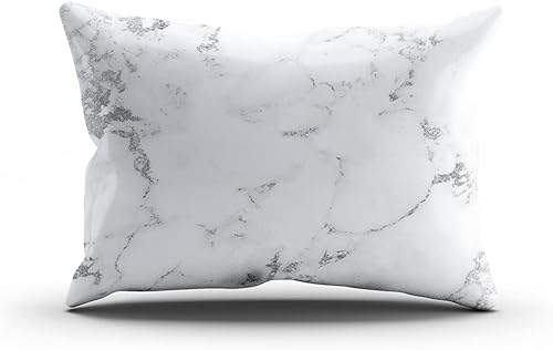 Funda de cojín rectangular decorativa con cremallera oculta abstracta blanca y gris gris Carra para el hogar, 12 x 24 pulgadas, diseño impreso