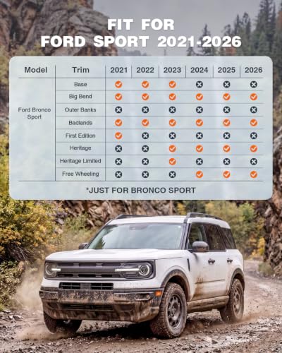 Image of Floor Mats for Ford Bronco Sport 2021-2026, Custom Fit TPE All Weather Floor Liners, Waterproof Heavy Duty Car Mats(Not Fit Bronco or Outer Banks)