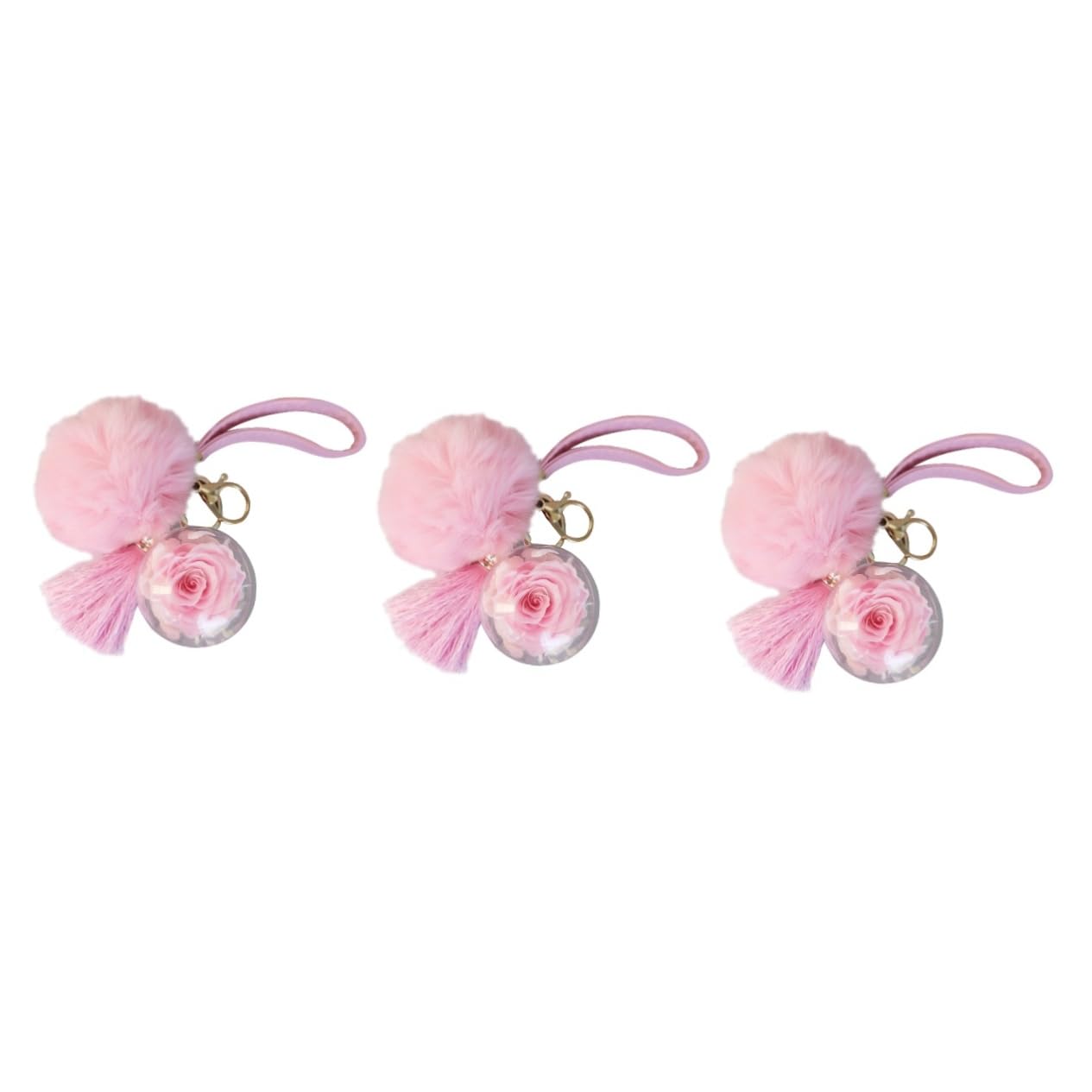 LIFKOME 3 Uds Pulseras De Brazalete Para Mujer Llavero Con Pompón De Mujer Llavero Decorativo Con Pompón De Rosas De Coche s De Rosa Bolsa