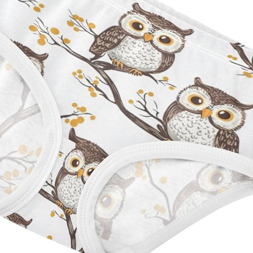 ZZKKO Branch Owl Girls Underwear Toddler Panties for Girls Comfort Brief Size 2T-8Y3