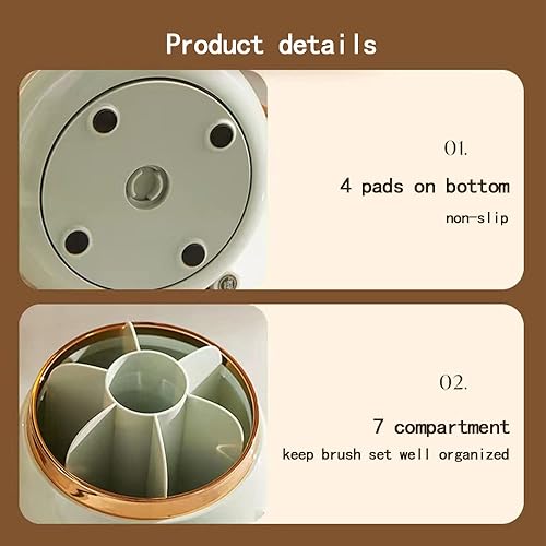 Miniatura 9 de Organizador de brochas de maquillaje rosa con tapa giratoria de 360 grados 2023 Organizador de brochas de cosméticos transparente para tocador,
