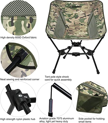 Marchway Lightweight Folding Camping Chair, Stable Portable Compact For Outdoor Camp, Travel, Beach, Picnic, Festival, Hiking, Backpacking, Supports 330Lbs (Camo) #TOP2