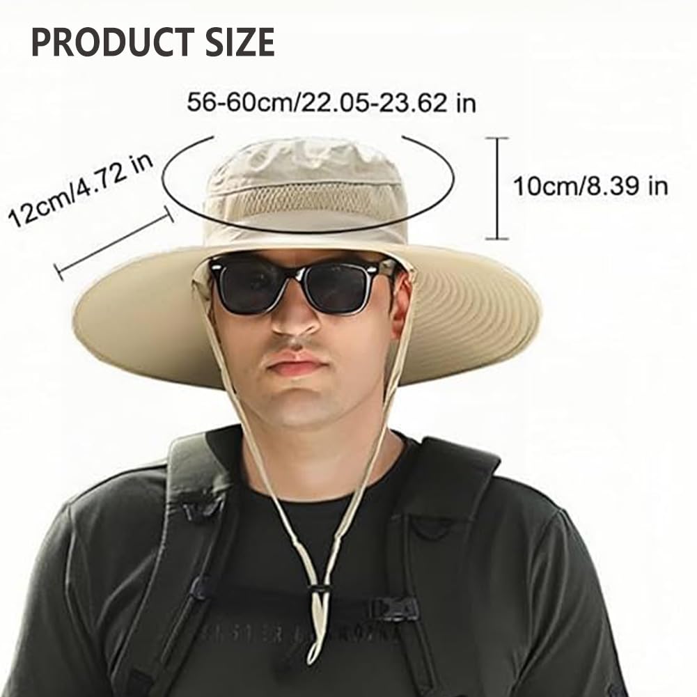 Sombrero de pesca de ala ancha para exteriores con 2 ventiladores solares, impermeable, carga USB, ventilador, protección UV UPF 50+