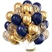 PartyWoo Navy Blue Gold Silver Balloons, 46 Pcs Navy Blue Balloons, Gold Confetti Balloons and Star Foil Balloons, Silver Balloons for Navy Blue and Gold Wedding, Navy Gold Baby Shower