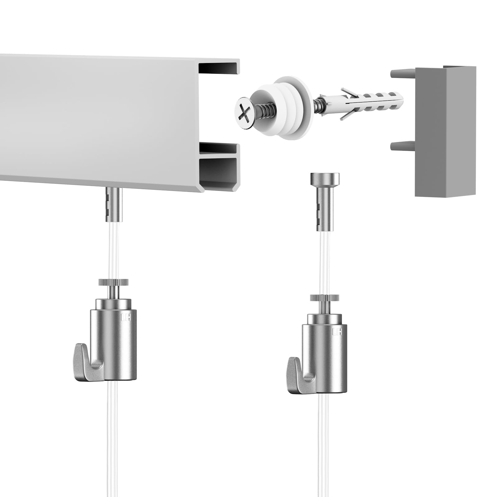 Bilderschienen Galerieschienen Bilderleiste Premium Pro Komplett-Set 10m, silber