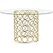 Meridian Furniture Opal Collection Modern | Contemporary Dining Table with Stainless Steel Base, Metallic Geometric Design and Round Tempred Glass Top