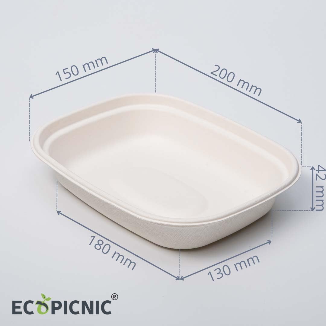 Cuencos de Caña de Azúcar 300 Unidades 1100 ml | Bols biodegradables Desechables para sopas, ensaladas y Alimentos, Ideales para Catering, Fiestas y Comida para Llevar