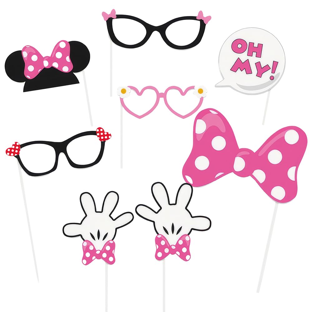Unique Multicolor Disney Minnie Mouse Photo Booth Props - 8 Ct - Perfect for Kids & Fans of All Ages