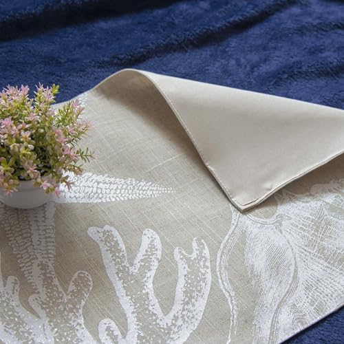 Yurlisa ZQ Printed Underwater World Farmhouse Tabletop Dining Faux Linen Table Runner thumb #1