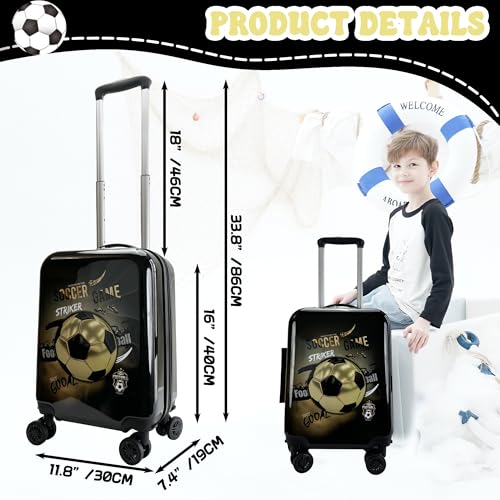 Image of Kid's Luggage Set 5 Piece Suitcase Set 16'' Hardside Football Luggage with Spinner Wheels Boys Carry on Toddler Travel Rolling Suitcase Carry on Luggage Airline Approved