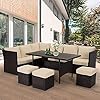 U-MAX 7 Pieces Outdoor Furniture Set, Wicker Rattan Patio Sectional Sofa Sets, Wicker Sectional Patio Set, Patio Dining… 51iMnfX6P8S. SS100