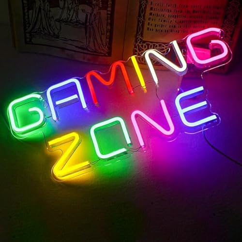 Image of LED Game Sign Game Zone Neon Signs Gaming Room Wall Art Decor Man Cave Lights Signs Gamer Home Bedroom Decoration USB Powered Brightness Adjustable
