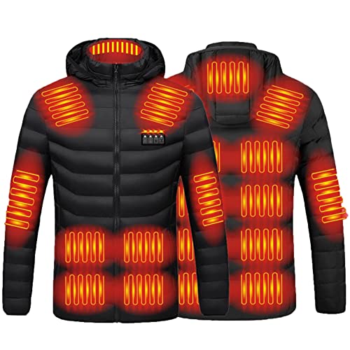 JIANGML Manteau Chauffante électrique Homme et Femme Veste Chauffant USB Vêtements Chauffant Hiver Chaud Léger Manteau Doudoune Veste Capuche avec 4 Niveaux de Chauffage Manteau pour Ski Cover