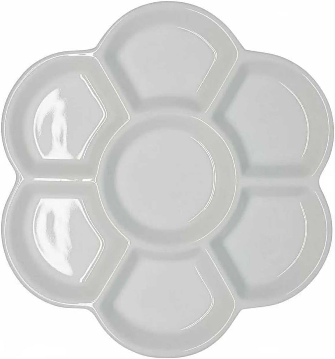 Ymantang White 1Pc Round Watercolor Paint Palette Tray Water Color Palletes Washable Paint Ceramic Paint Palette Porcelain Watercolor Palette For Watercolor Gouache Acrylic Oil Painting (7-Hole)