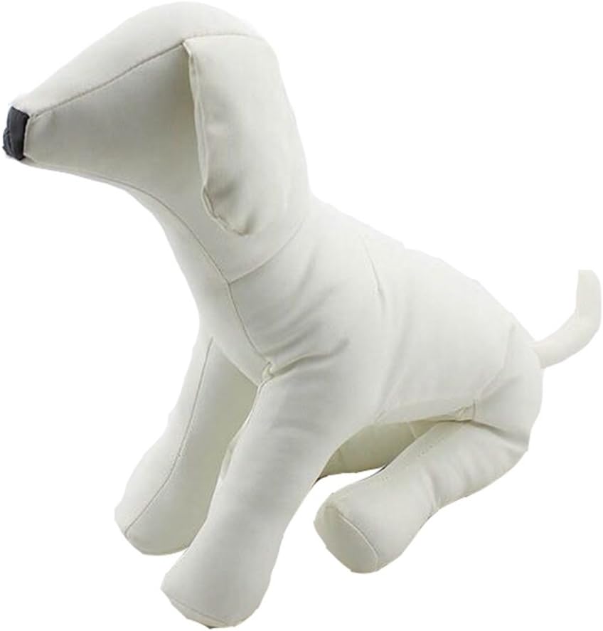 WOWOWMEOW Standing Dog Mannequin Sitting Dog Mannequin (M, White-Sitting)