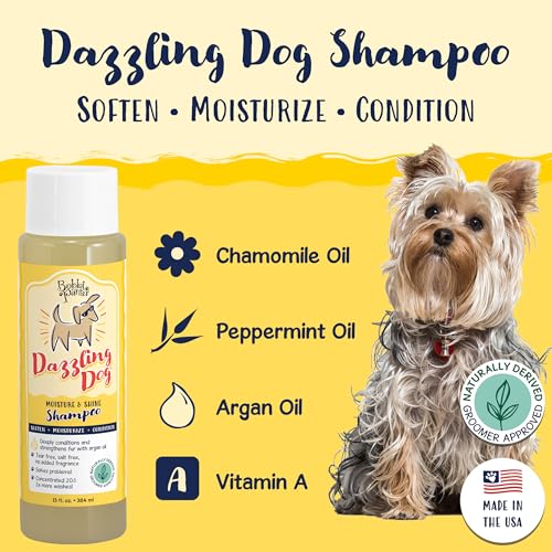 Image of Bobbi Panter Moisture & Shine Dog Shampoo Argan Oil, Chamomile & Peppermint - Deep Nourishing Natural Formula for Soft, Shiny Coat, Tear-Free, 20:1 Concentrate, Made in USA, 13 oz