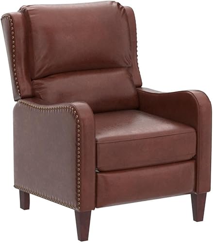 Miniatura 91 de HULALA HOME Silla reclinable de cuero genuino, moderno sillón reclinable con respaldo ajustable y reposapiés, cómodo sofá individual tapizado