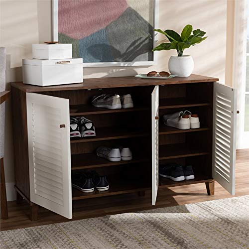 Baxton Studio Coolidge Modern And Contemporary Walnut Finished 8-Shelf Wood Shoe Storage Cabinet #TOP7