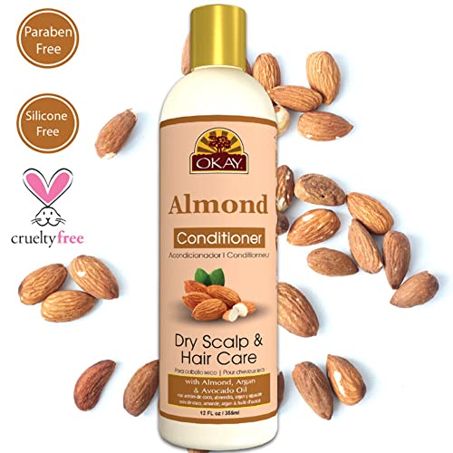 Okay Almond Conditioner Dry Hair & Scalp Care Hydrate, Moisturize & Soften Hair With Almond, Argan & Avocado Sulfate, Silicone & Paraben Free 12 Ounce , 12 Ounce #TOP3