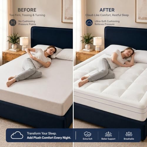 Image of ABENE Full Size Dual Layer 3 Inch Memory Foam Mattress Topper, 2 Inch Gel Memory Foam Plus 1 Inch Down Alternative Pillowtop Mattress Pad Cover, Thick Soft Bed Topper Support for Back Pain