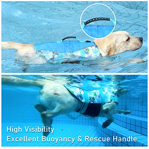 Hawaiian Sports Style Dog Life Jacket - Dog Life Vest With Rescue Handle For Swimming Boating And Adjustable Puppy Life Jacket - Ripstop Life Jackets For Small Medium Large Dogs #TOP1