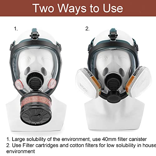 Ranksing Respirator Mask Full Face Reusable Dual-Use With 40Mm Filter Canister Cotton Filters And Filter Cartridges For Professional Use And Home Environment 4017 #TOP2