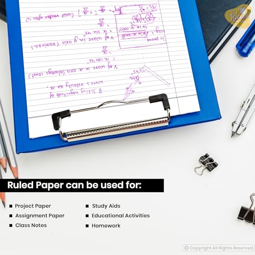 Image of Lakeer A4 Single Side Ruled Paper - 100 GSM Thick Paper, Pack of 100 Sheets | Ideal for Projects, Assignments, Practicals, and Homework (White)