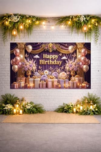 Image of Happy Birthday Theme Backdrop Banner 5x7 ft - Digital Print Cloth Background, Reusable Birthday Party Wall Decoration for Girls, Photo Booth & Stage Decor (BD 36)