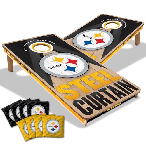 YouTheFan NFL Pittsburgh Steelers Slogan 2’ x 4’ All Wood Cornhole