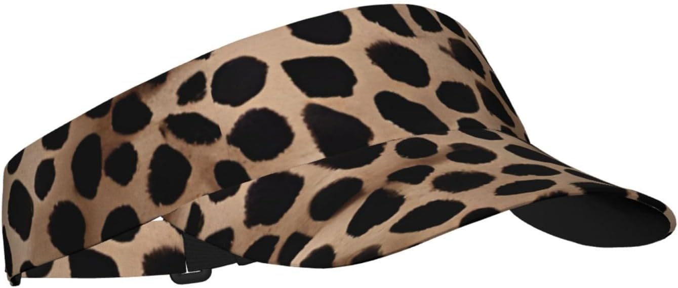 (Leopard Pattern) Adult Sun Visor Hat Adjustable Open Top Sports Cap Breathable for Men Women Beach Vacation Essentials
