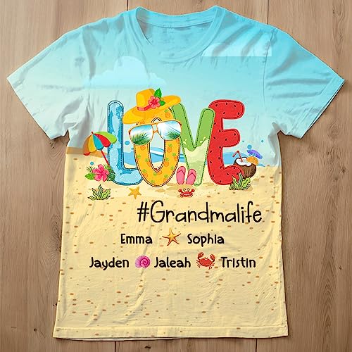Personalized Grandma Shirts, Grandma's Beach Buddies Summer Flip Flop Shirt Gift, Beach Tshirts Shirts for Women2