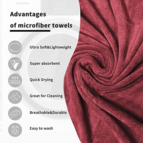 Image of Sassoon Venir Microfiber 1 Piece Kids Bath Towel 450 GSM (50x100cm, Crimson Color) Ultra Soft Material, Towel for Daily use