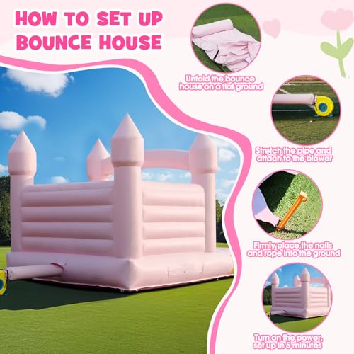 13.8FT White Bounce House Jump Castle for Kids, 100% PVC Indoor Outdoor Inflatable Bounce House, Heavy Duty 750W Air Blower Commercial Bounce House with 2 Balls, Self-Decorated for Party - Image 5