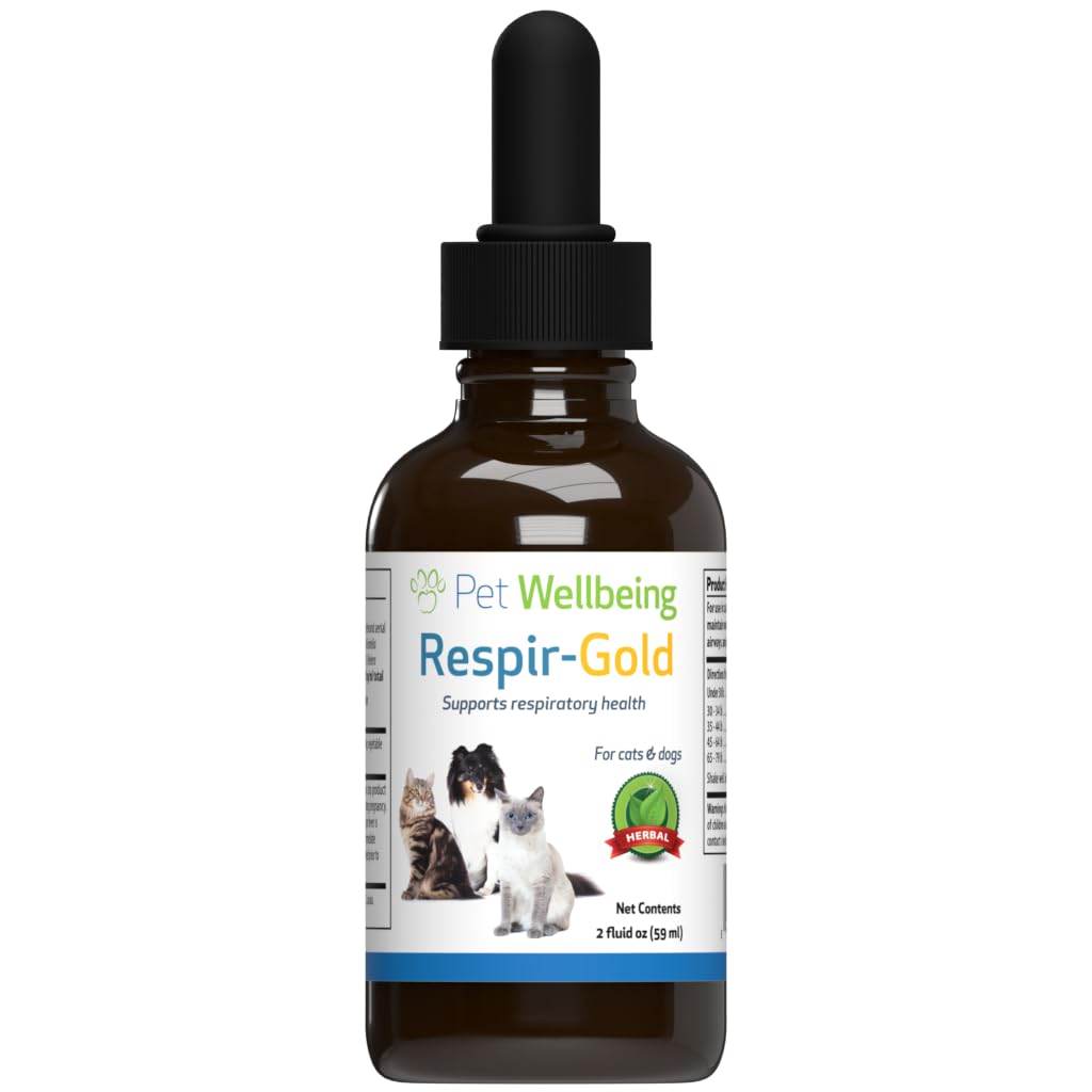 Pet Wellbeing Respir-Gold for Cats - Supports Healthy Breathing, Open Airways, Respiratory Support, Black Cumin, Horehound, Grindelia - Veterinarian-Formulated Herbal Supplement 2 oz (59 ml)