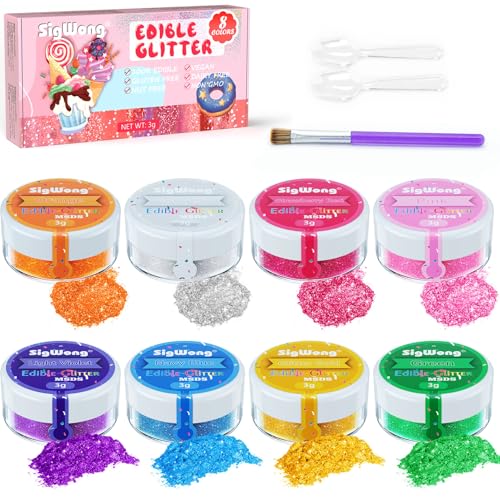 Edible Glitter Set, Sprinkles Edible Glitter For Drinks, 8 Colors Prism Powder Edible Glitter Dust For Wines, Beer, Cocktail, Strawberries, Cakes, Cupcakes, Chocolate - 3G/Bottle