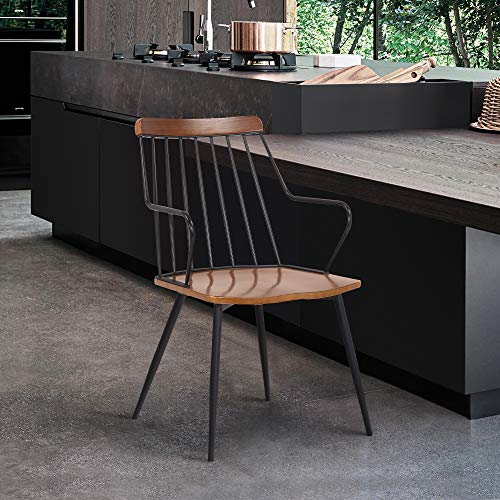 Armen Living Alcott Contemporary Walnut And Metal Dining Room Chair, 17" Seat Height #TOP1