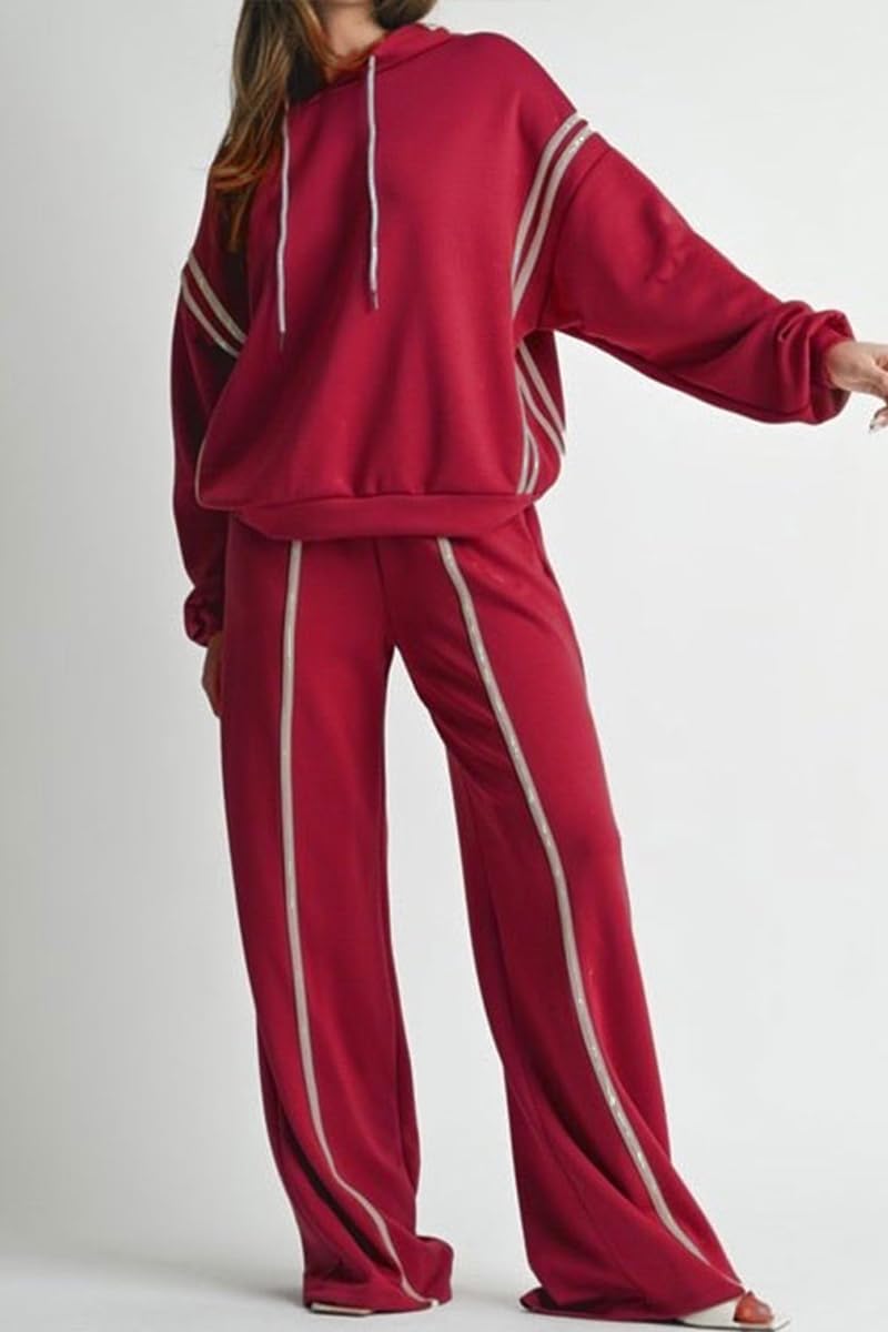 knowfashionstyle Women 2 Piece Outfits Fall Casual Sweatsuit Long Sleeve Drawstring Hoodies Wide Leg Sweatpants Set Tracksuit - Image 4