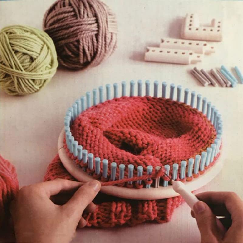Telares De Tejer,Kit De Tejer Telar Bricolaje Herramienta de punto a mano con sombrero redondo Knitting tejido de punto Kit de telar de punto 1 hilado de lana Aguja de punto Hobby Máquina de tejer Her